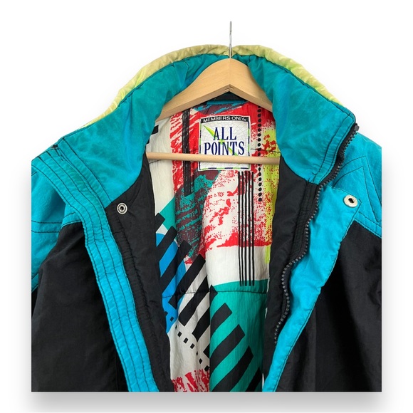 Vintage Members Only All Points Color Bomb Graphic Print Retro Ski Jacket 1980’s - Picture 3 of 16
